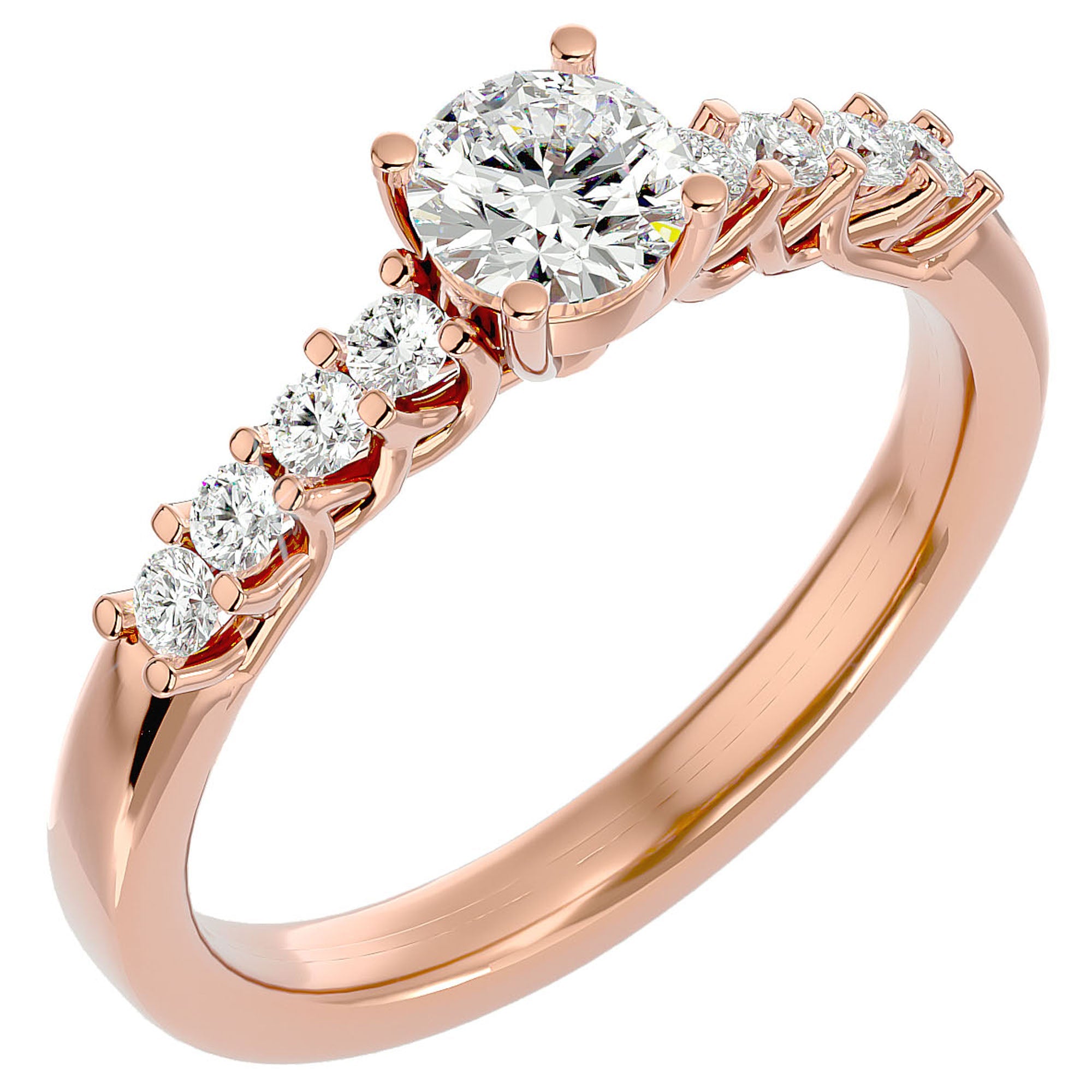 Inel De Logodnă Voile de Brume din Aur 14k cu Diamante Create în Laborator Pavé de 0.72 ct din 14k Aur Roz - Castelo.ro