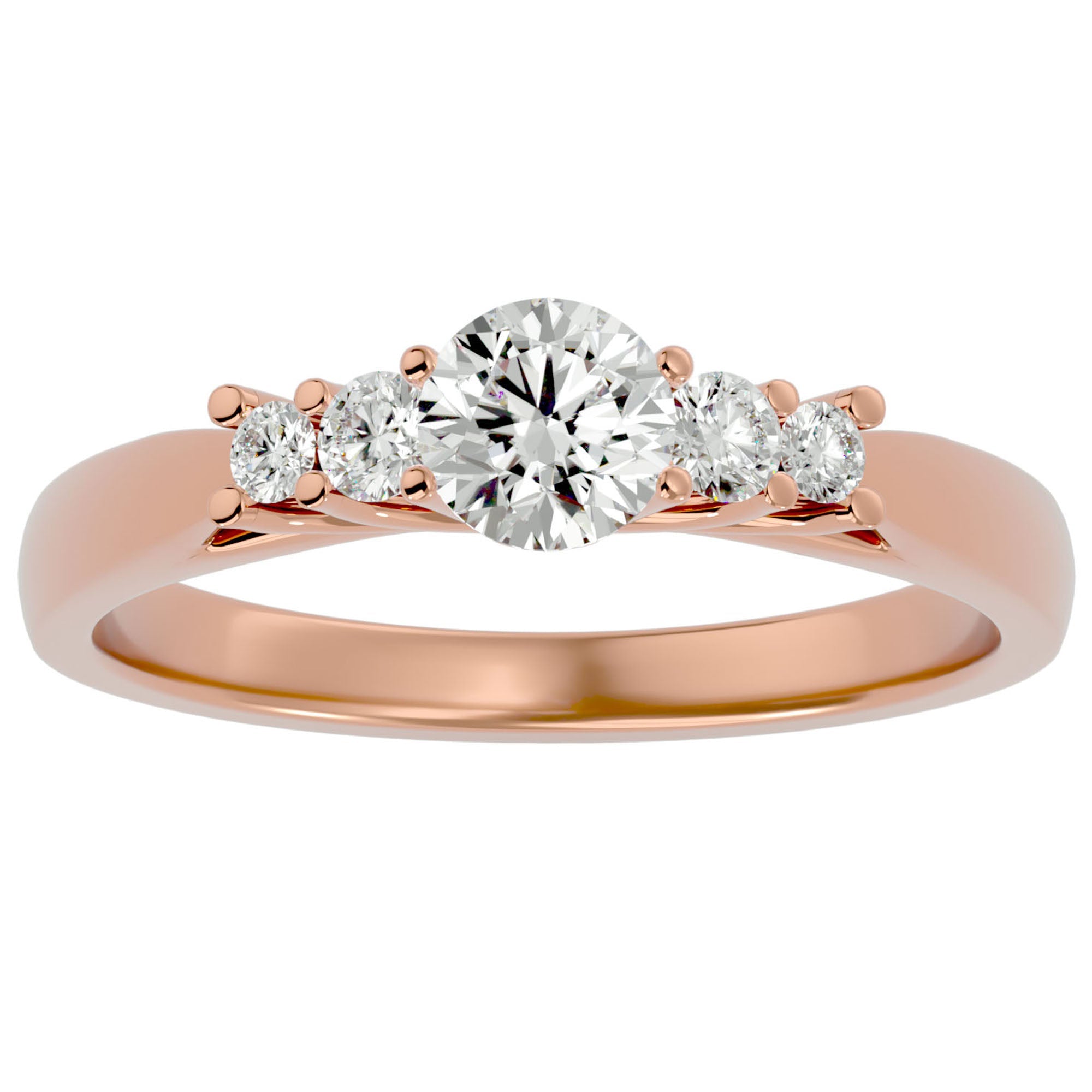 Inel De Logodnă Elysee din Aur 14k cu Moissanite Pavé De 0.69 ct din 14k Aur Roz - Castelo.ro