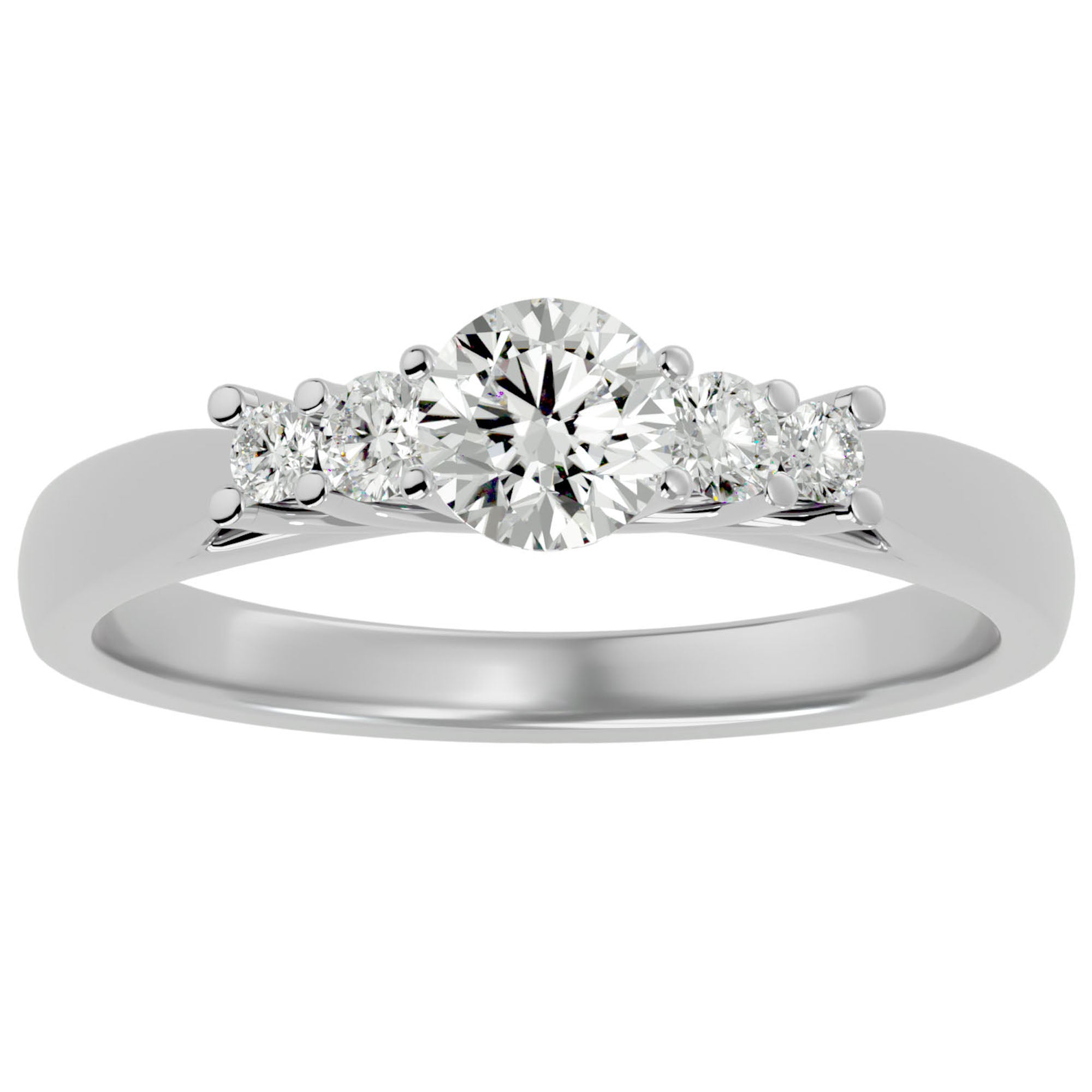 Inel De Logodnă Elysee din Aur 14k cu Moissanite Pavé De 0.69 ct din 14k Aur Alb - Castelo.ro