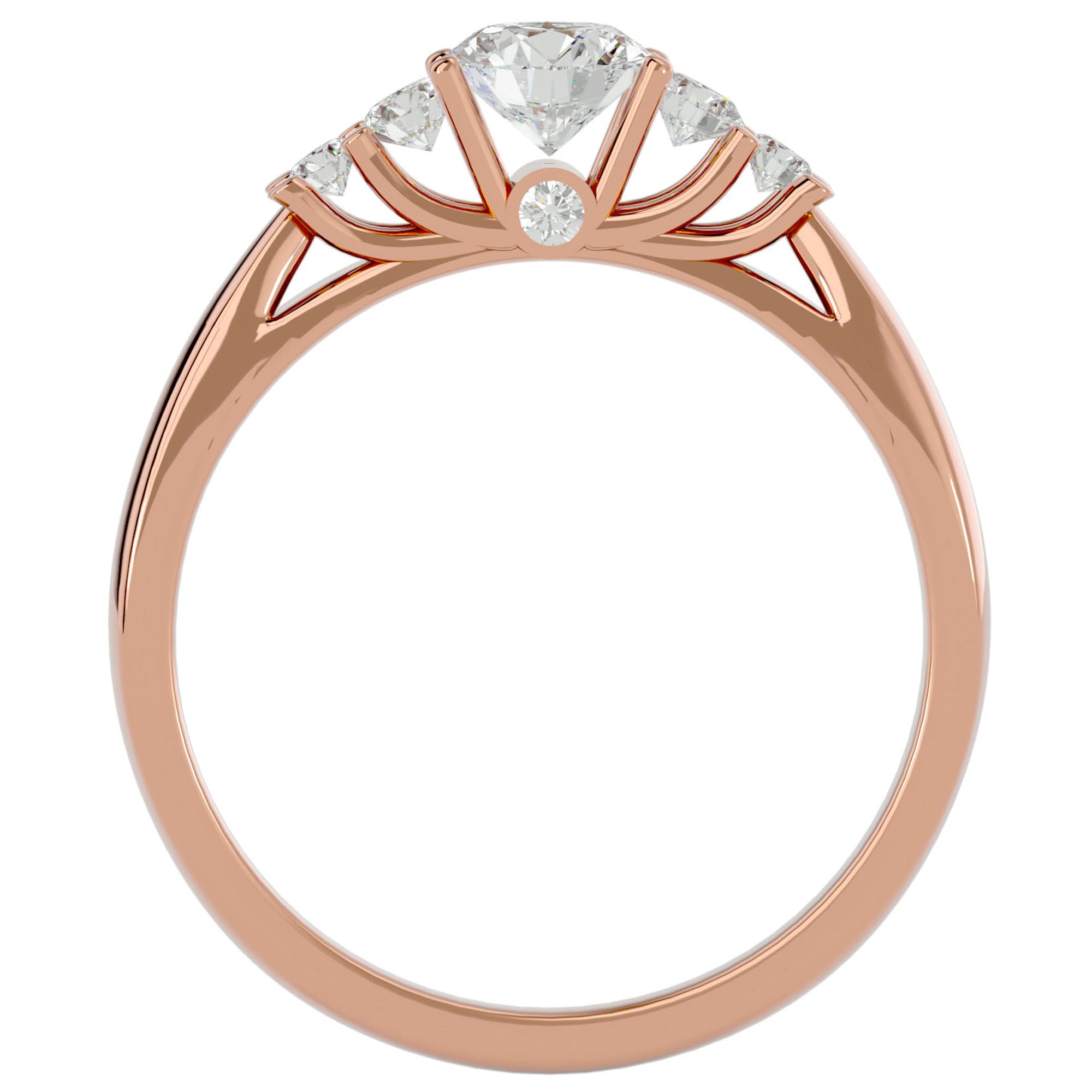 Inel De Logodnă Elysee din Aur 14k cu Moissanite Pavé De 0.69 ct din 14k Aur Roz - Castelo.ro
