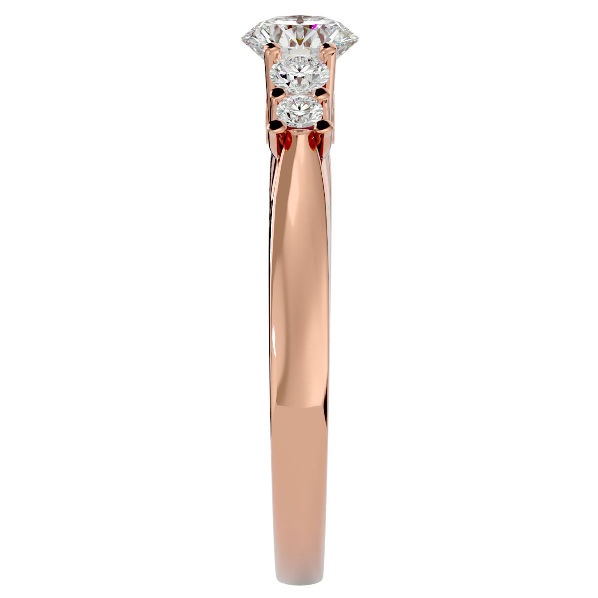 Inel De Logodnă Elysee din Aur 14k cu Moissanite Pavé De 0.69 ct din 14k Aur Roz - Castelo.ro