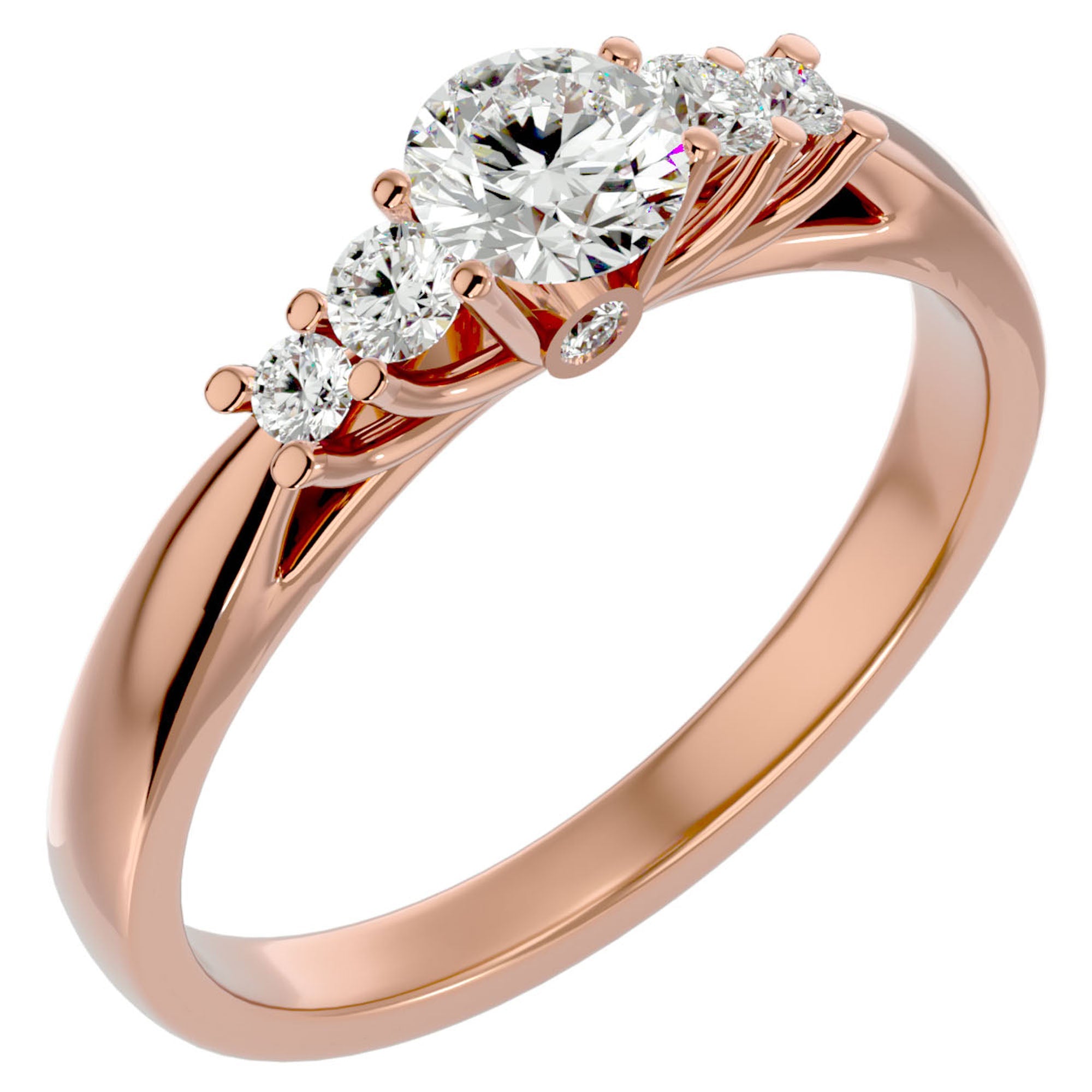 Inel De Logodnă Elysee din Aur 14k cu Moissanite Pavé De 0.69 ct din 14k Aur Roz - Castelo.ro