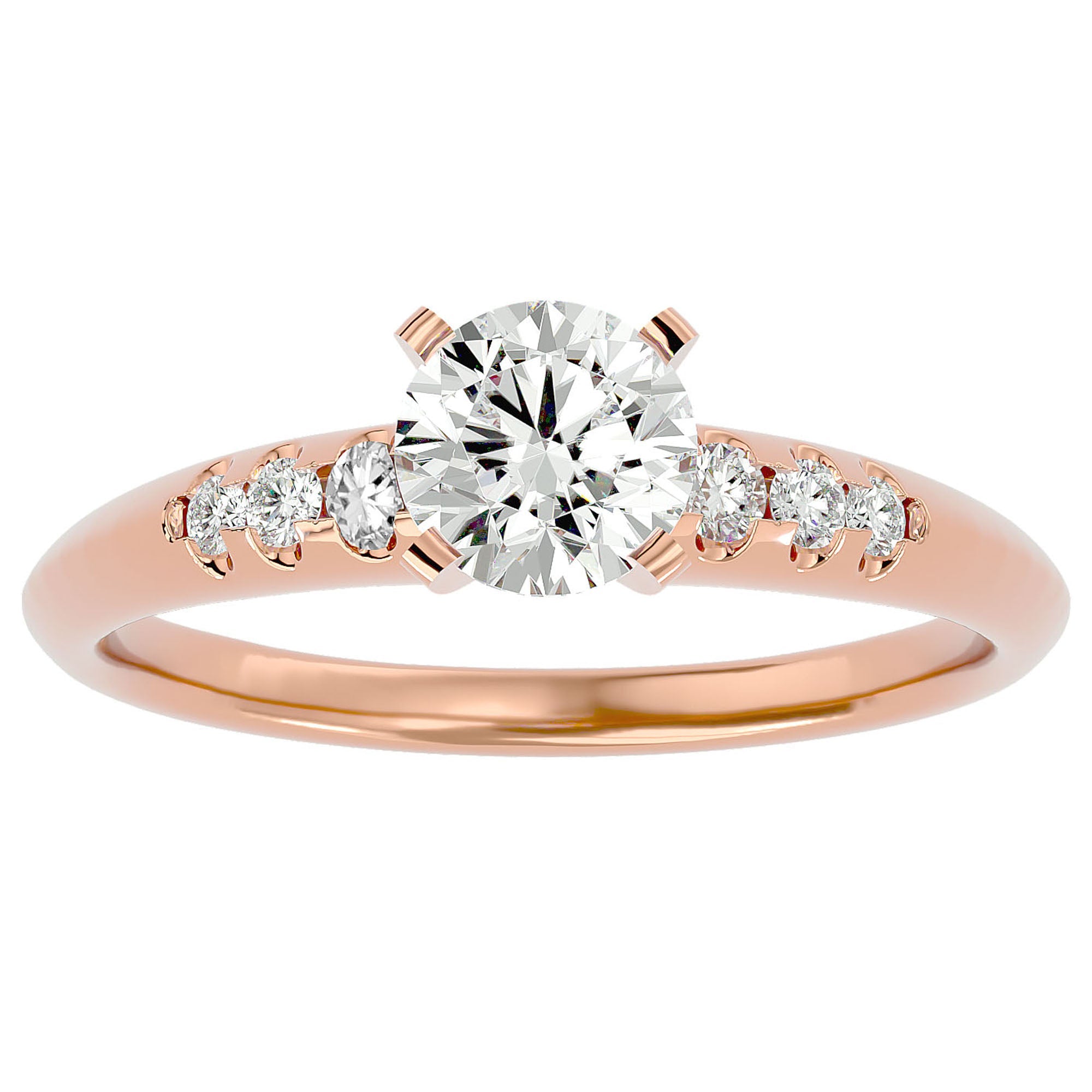 Inel De Logodnă Solitaire Pavé cu Moissanite de 0.41 ct din 18k Aur Roz - Castelo.ro