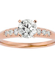 Inel De Logodnă Solitaire Pavé cu Moissanite de 0.41 ct din 18k Aur Roz - Castelo.ro