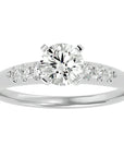 Inel De Logodnă Solitaire Pavé cu Moissanite de 0.41 ct din Platina - Castelo.ro