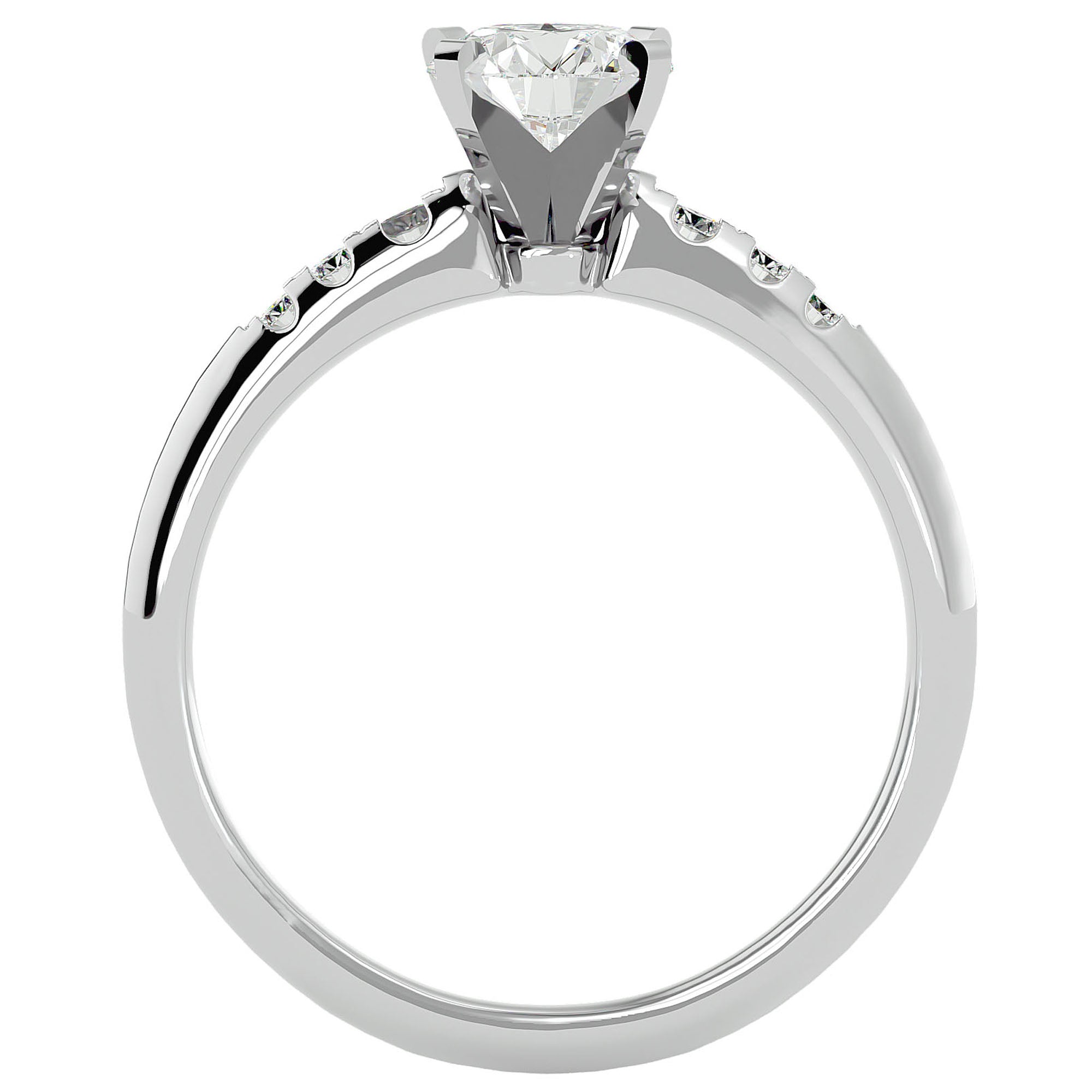 Inel De Logodnă Solitaire Pavé din Aur 14k cu Diamante Naturale de 0.41 ct din 14k Aur Alb - Castelo.ro