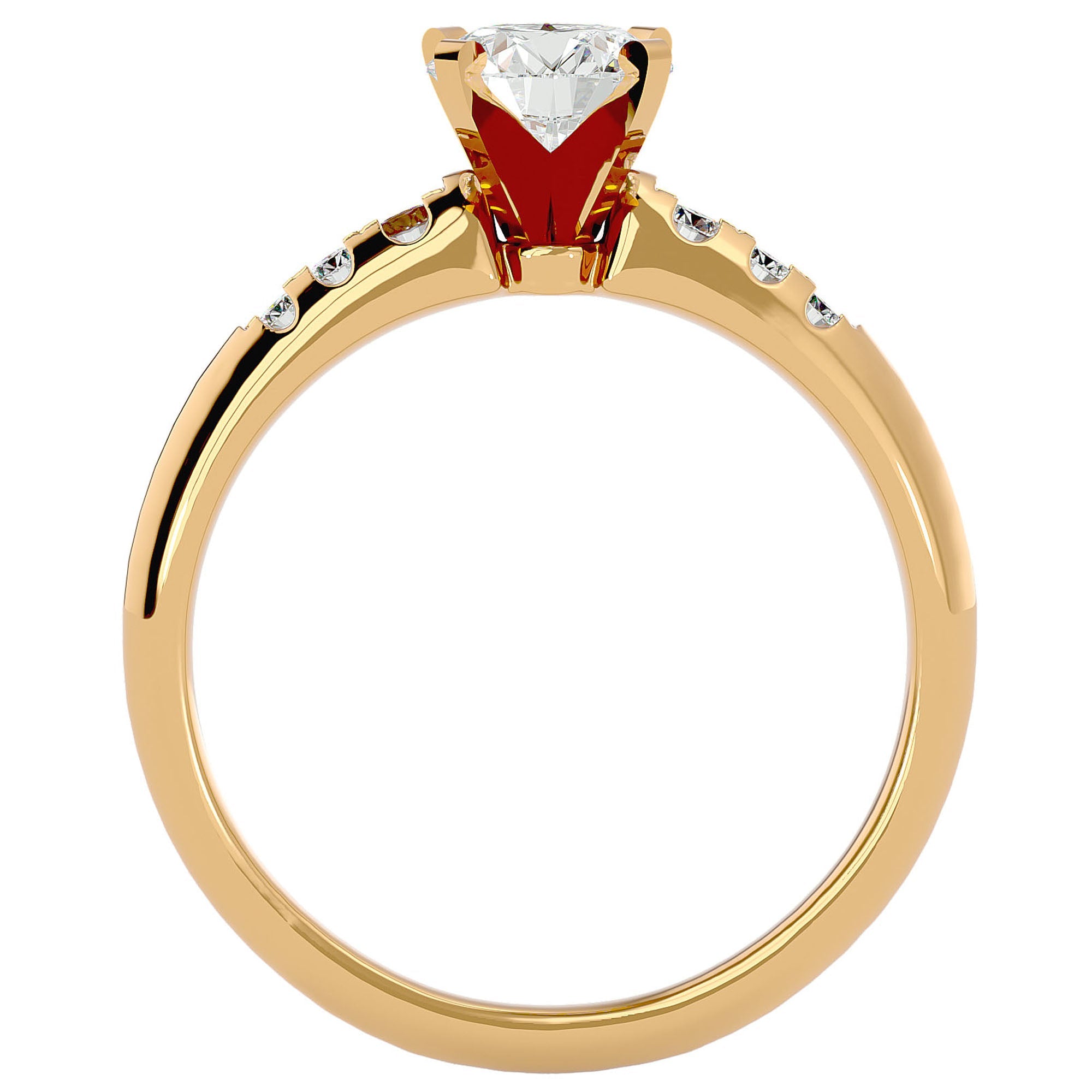 Inel De Logodnă Solitaire Pavé cu Moissanite de 0.41 ct din 18k Aur Galben - Castelo.ro