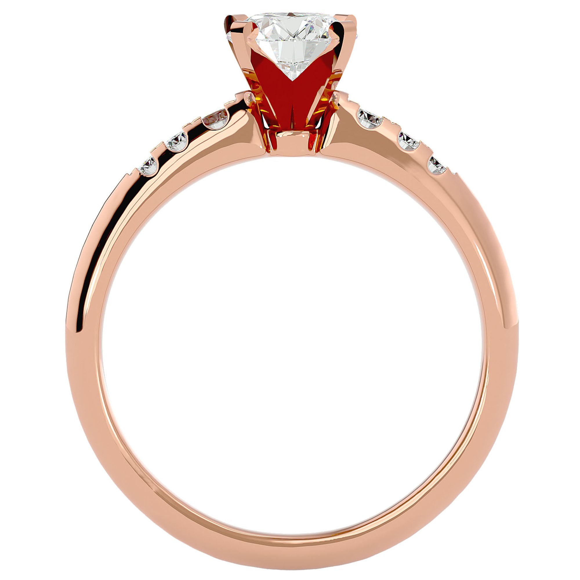 Inel De Logodnă Solitaire Pavé cu Moissanite de 0.41 ct din 18k Aur Roz - Castelo.ro