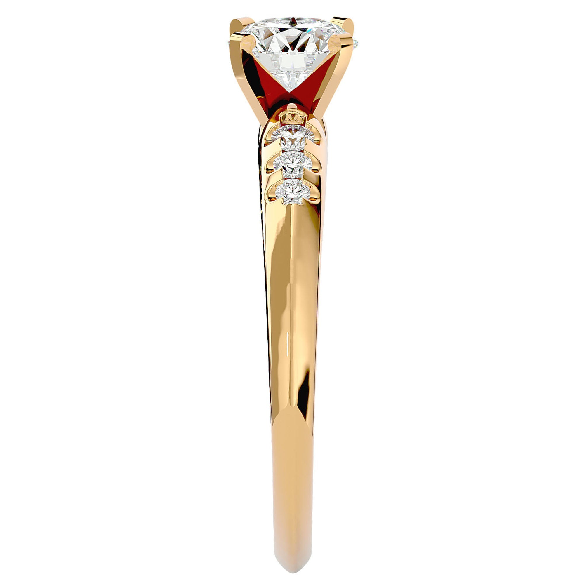 Inel De Logodnă Solitaire Pavé din Aur 14k cu Diamante Naturale de 0.41 ct din 14k Aur Galben - Castelo.ro