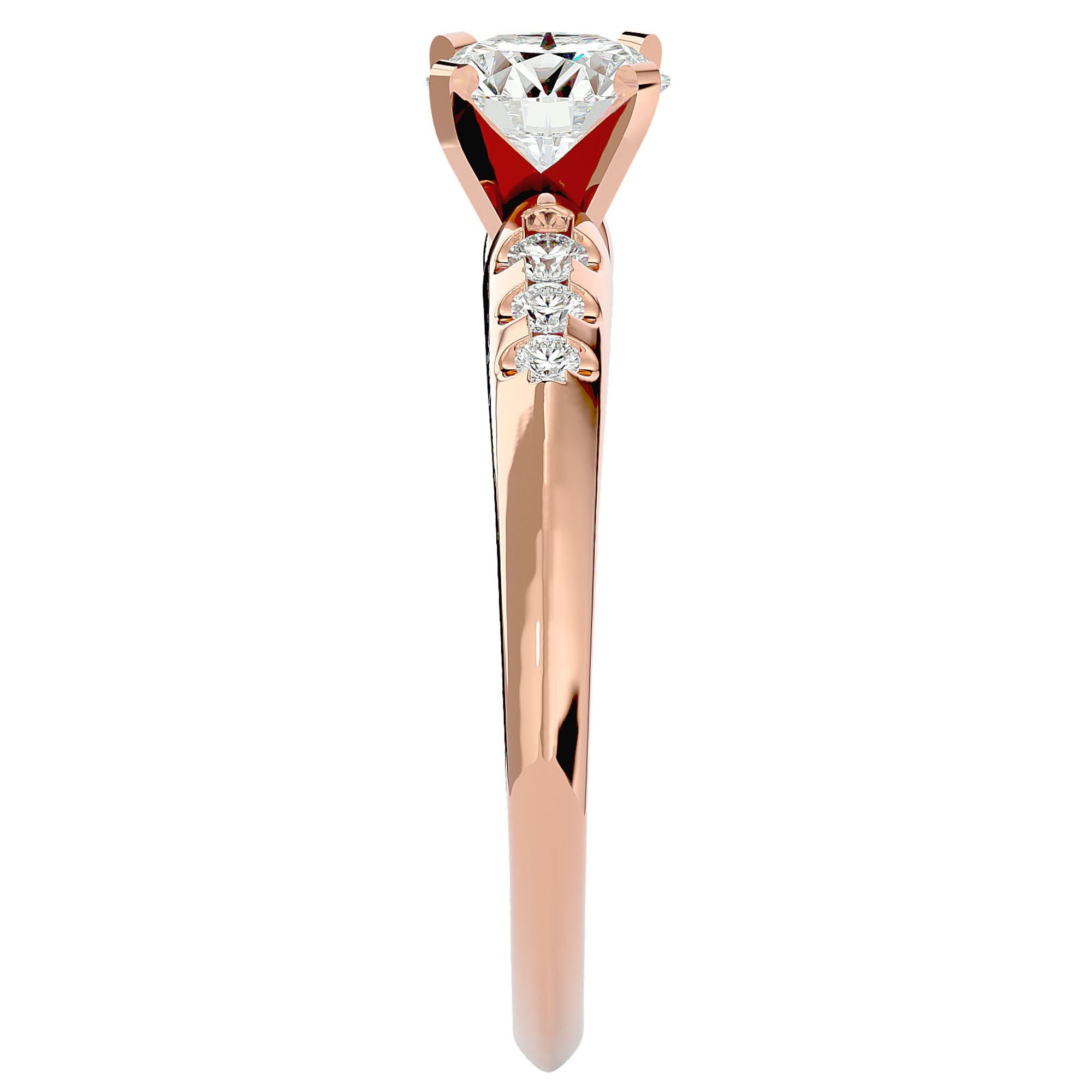 Inel De Logodnă Solitaire Pavé cu Moissanite de 0.41 ct din 18k Aur Roz - Castelo.ro