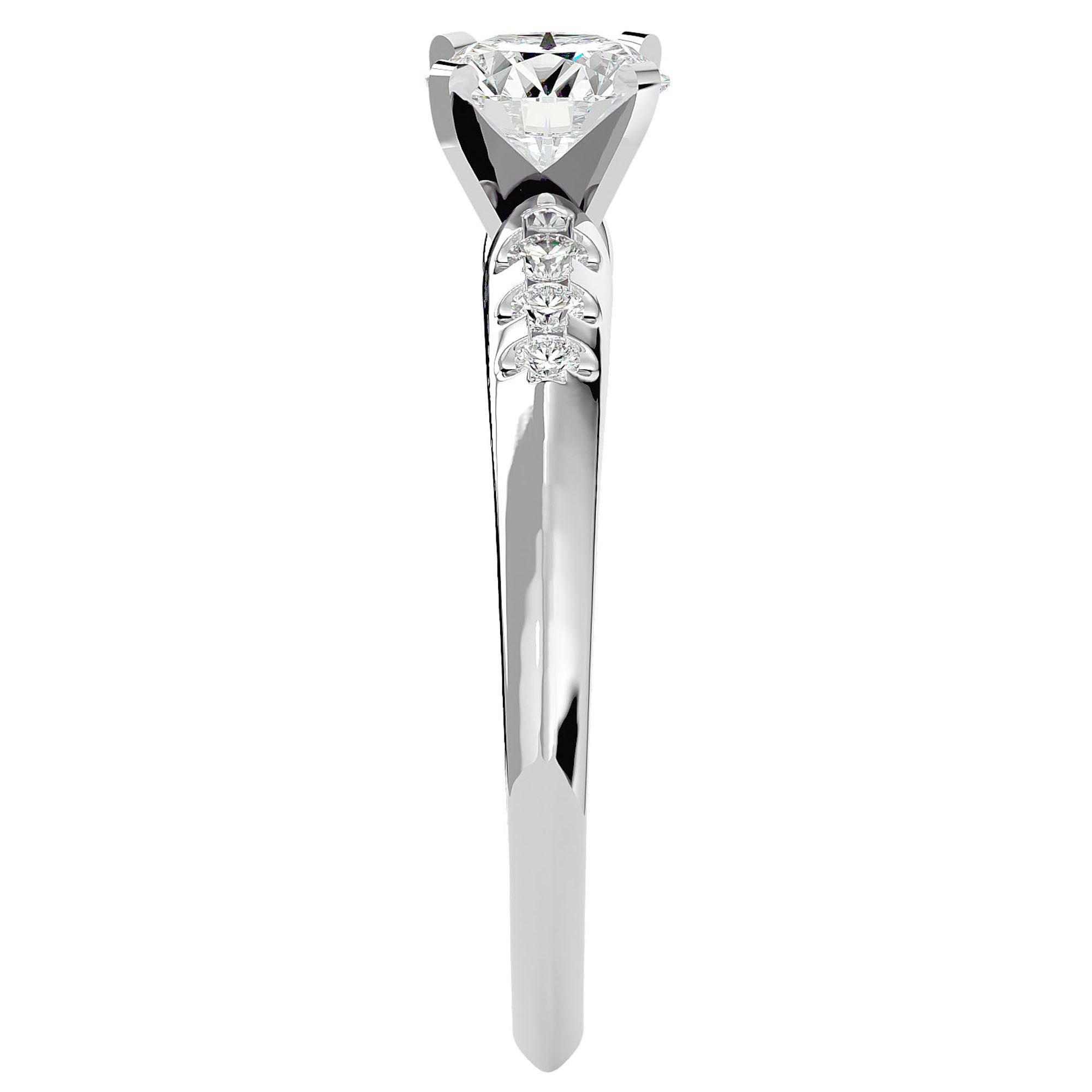 Inel De Logodnă Solitaire Pavé din Aur 14k cu Diamante Naturale de 0.41 ct din 14k Aur Alb - Castelo.ro
