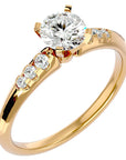 Inel De Logodnă Solitaire Pavé cu Moissanite de 0.41 ct din 18k Aur Galben - Castelo.ro