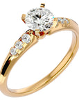 Inel De Logodnă Solitaire Pavé cu Moissanite de 0.41 ct din 18k Aur Galben - Castelo.ro