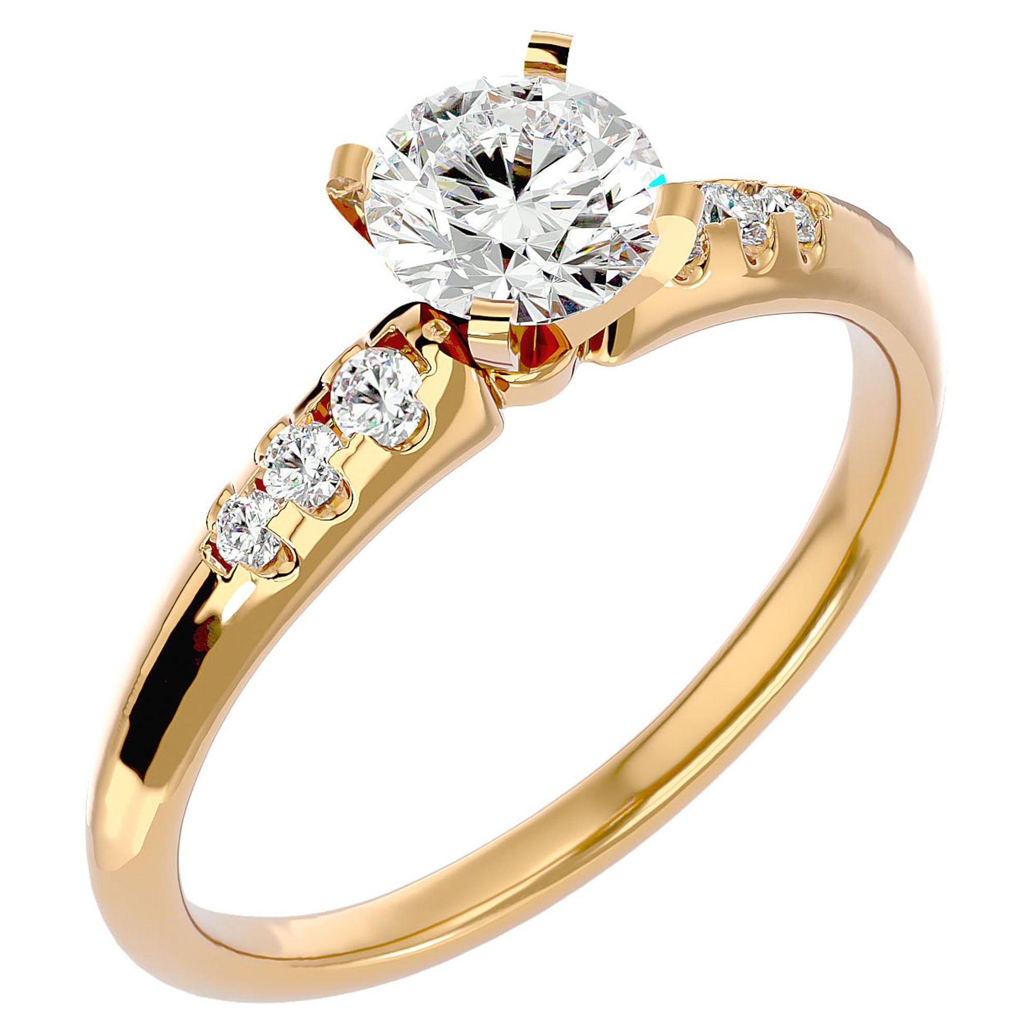 Inel De Logodnă Solitaire Pavé din Aur 14k cu Diamante Naturale de 0.41 ct din 14k Aur Galben - Castelo.ro