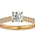 Inel De Logodnă Solitaire Pavé cu Diamante Create în Laborator de 0.92 ct din 14k Aur Galben - Castelo.ro