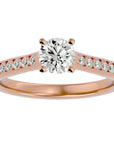 Inel De Logodnă Solitaire Pavé cu Moissanite de 0.92 ct din 18k Aur Roz - Castelo.ro