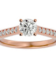 Inel De Logodnă Solitaire Pavé cu Diamante Create în Laborator de 0.92 ct din 14k Aur Roz - Castelo.ro