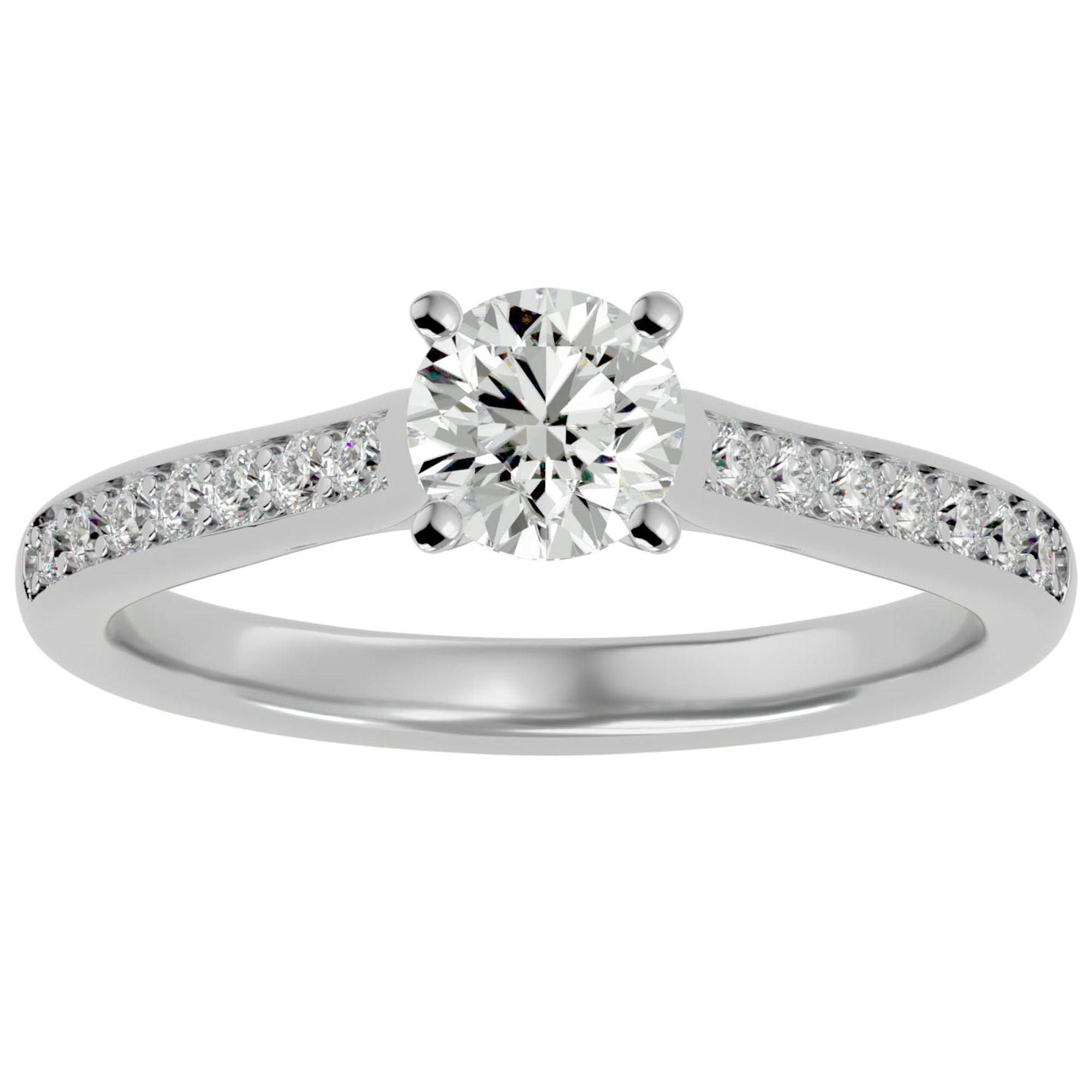 Inel De Logodnă Solitaire Pavé cu Moissanite de 0.92 ct din Platina - Castelo.ro