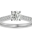Inel De Logodnă Solitaire Pavé cu Moissanite de 0.92 ct din Platina - Castelo.ro