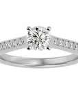 Inel De Logodnă Solitaire Pavé din Aur 14k cu Diamante Create în Laborator de 0.92 ct din 14k Aur Alb - Castelo.ro