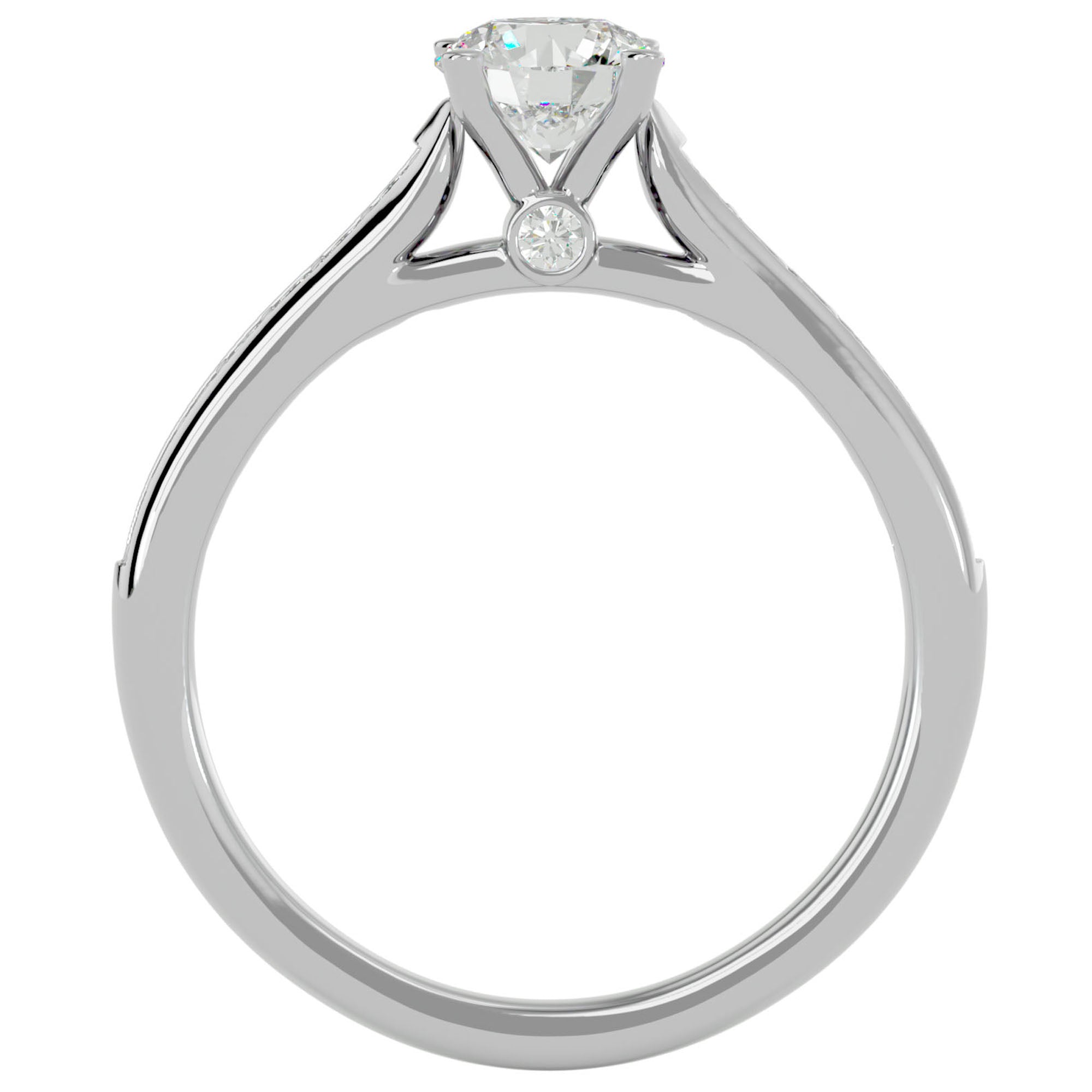 Inel De Logodnă Solitaire Pavé cu Diamante Naturale de 0.92 ct din Platina - Castelo.ro