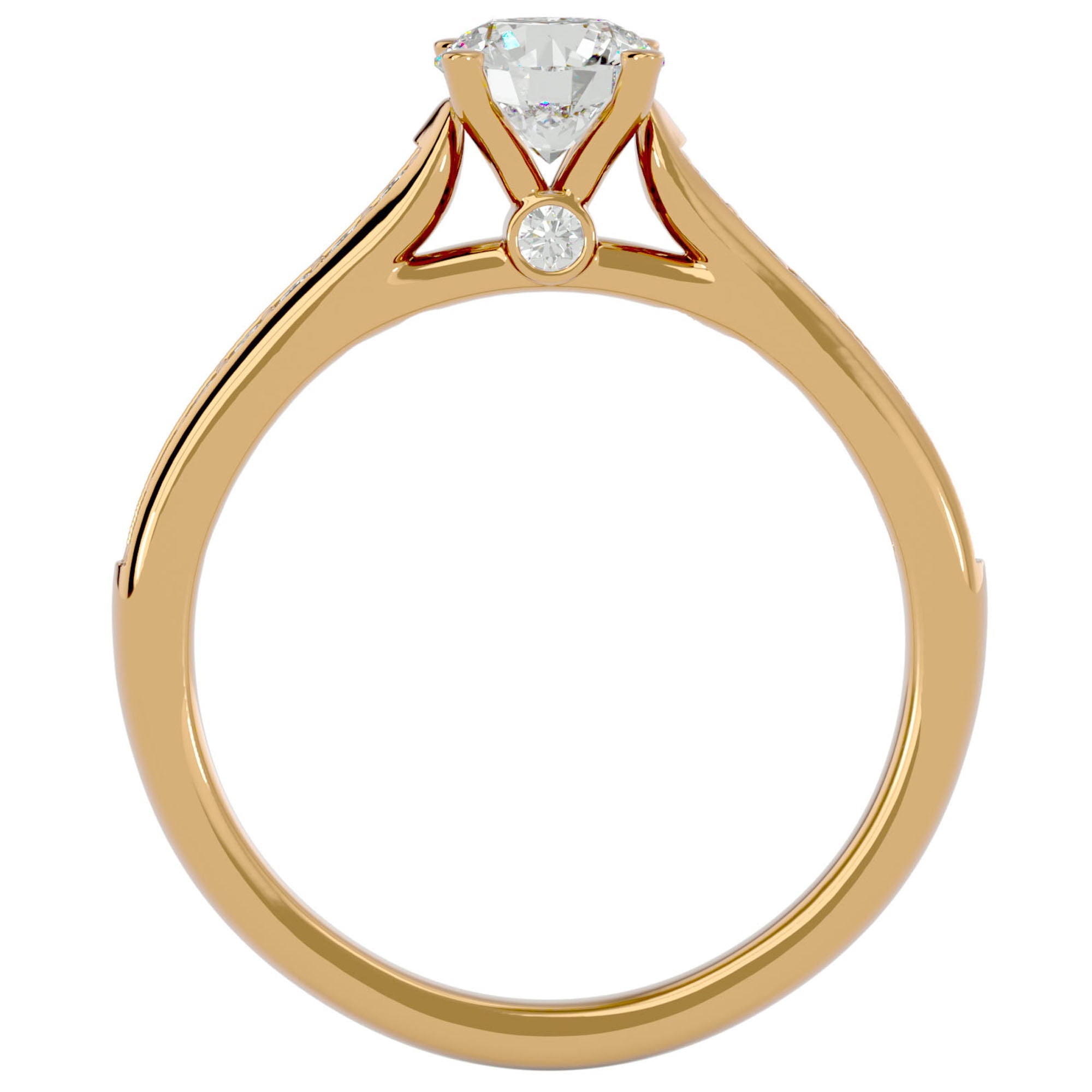 Inel De Logodnă Solitaire Pavé cu Diamante Naturale de 0.92 ct din 18k Aur Galben - Castelo.ro