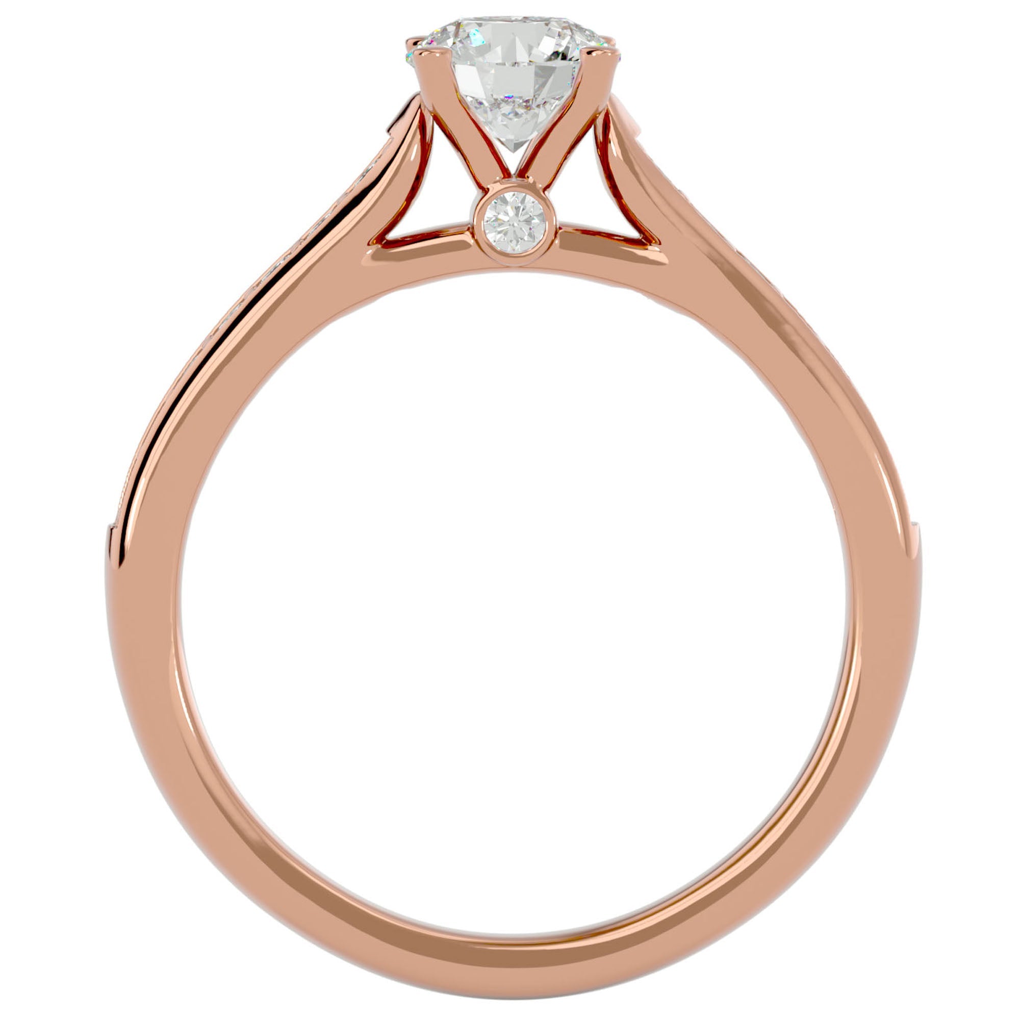 Inel De Logodnă Solitaire Pavé din Aur 14k cu Diamante Create în Laborator de 0.92 ct din 14k Aur Roz - Castelo.ro
