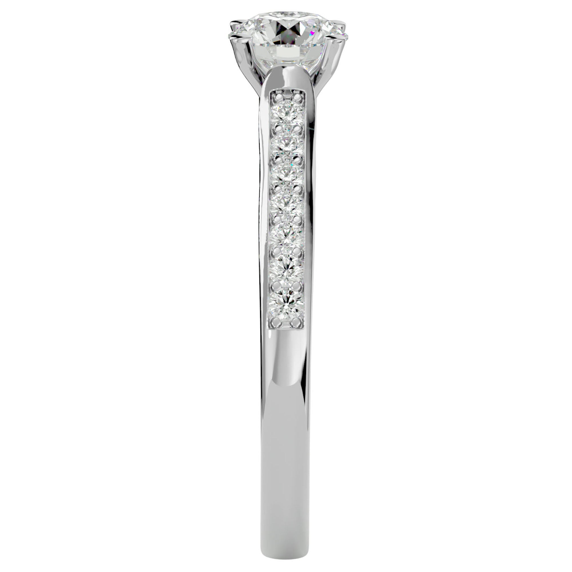 Inel De Logodnă Solitaire Pavé din Aur 14k cu Diamante Create în Laborator de 0.92 ct din 14k Aur Alb - Castelo.ro