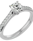 Inel De Logodnă Solitaire Pavé din Aur 14k cu Diamante Create în Laborator de 0.92 ct din 14k Aur Alb - Castelo.ro
