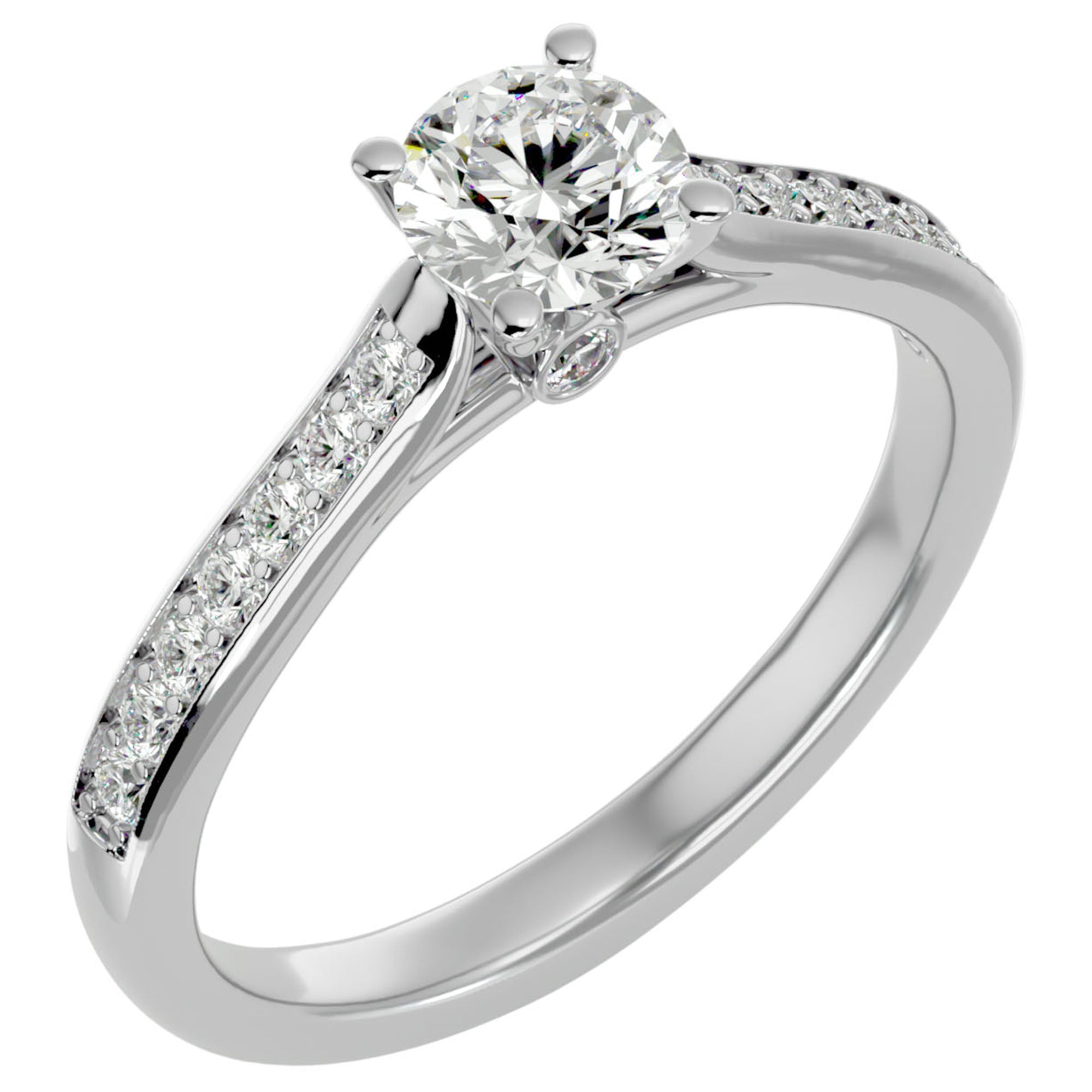 Inel De Logodnă Solitaire Pavé cu Moissanite de 0.92 ct din Platina - Castelo.ro