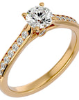 Inel De Logodnă Solitaire Pavé cu Moissanite de 0.92 ct din 18k Aur Galben - Castelo.ro