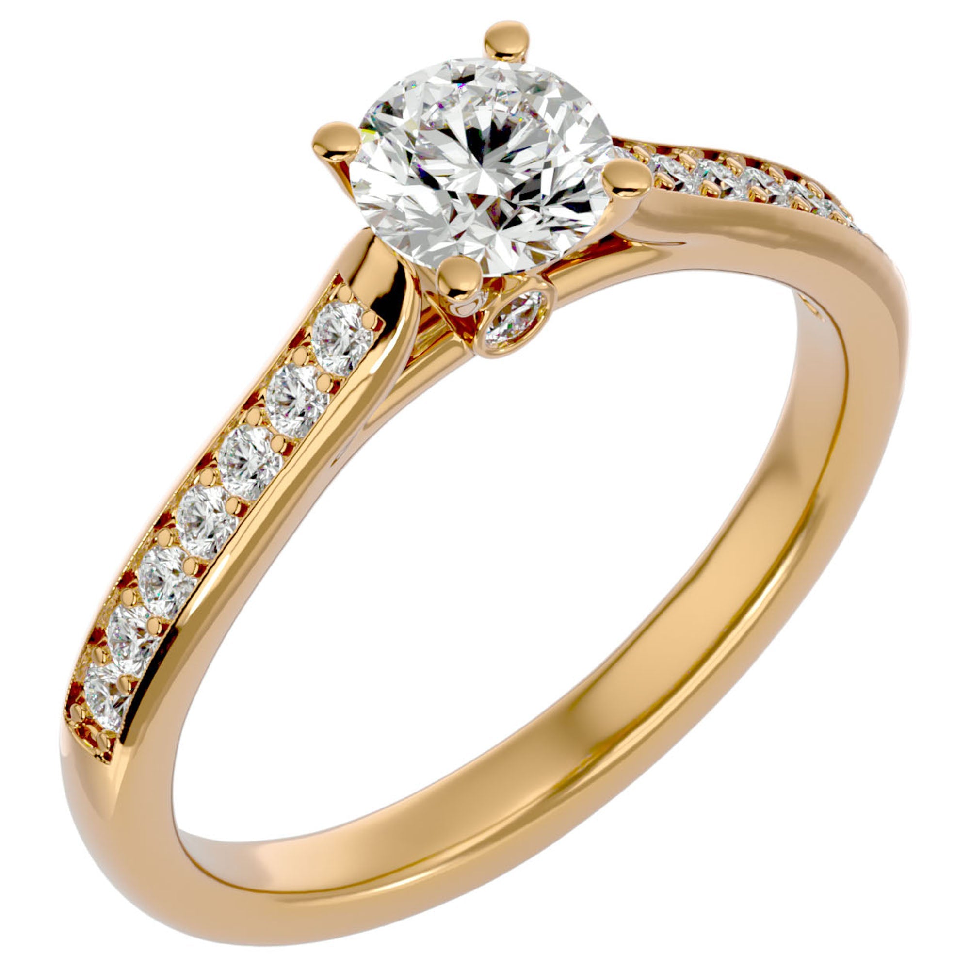 Inel De Logodnă Solitaire Pavé din Aur 14k cu Diamante Create în Laborator de 0.92 ct din 14k Aur Galben - Castelo.ro