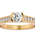 Inel De Logodnă Solitaire Pavé cu Moissanite de 0.77 ct din 18k Aur Galben - Castelo.ro