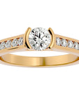 Inel De Logodnă Solitaire Pavé cu Moissanite de 0.77 ct din 18k Aur Galben - Castelo.ro