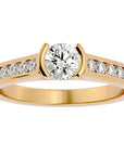 Inel De Logodnă Solitaire Pavé cu Diamante Create în Laborator de 0.77 ct din 18k Aur Galben - Castelo.ro