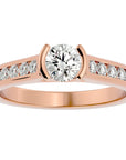 Inel De Logodnă Solitaire Pavé cu Moissanite de 0.77 ct din 18k Aur Roz - Castelo.ro