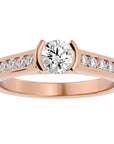 Inel De Logodnă Solitaire Pavé cu Diamante Create în Laborator de 0.77 ct din 18k Aur Roz - Castelo.ro