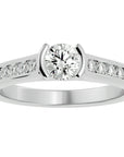 Inel De Logodnă Solitaire Pavé din Aur 14k cu Diamante Create în Laborator de 0.77 ct din 14k Aur Alb - Castelo.ro