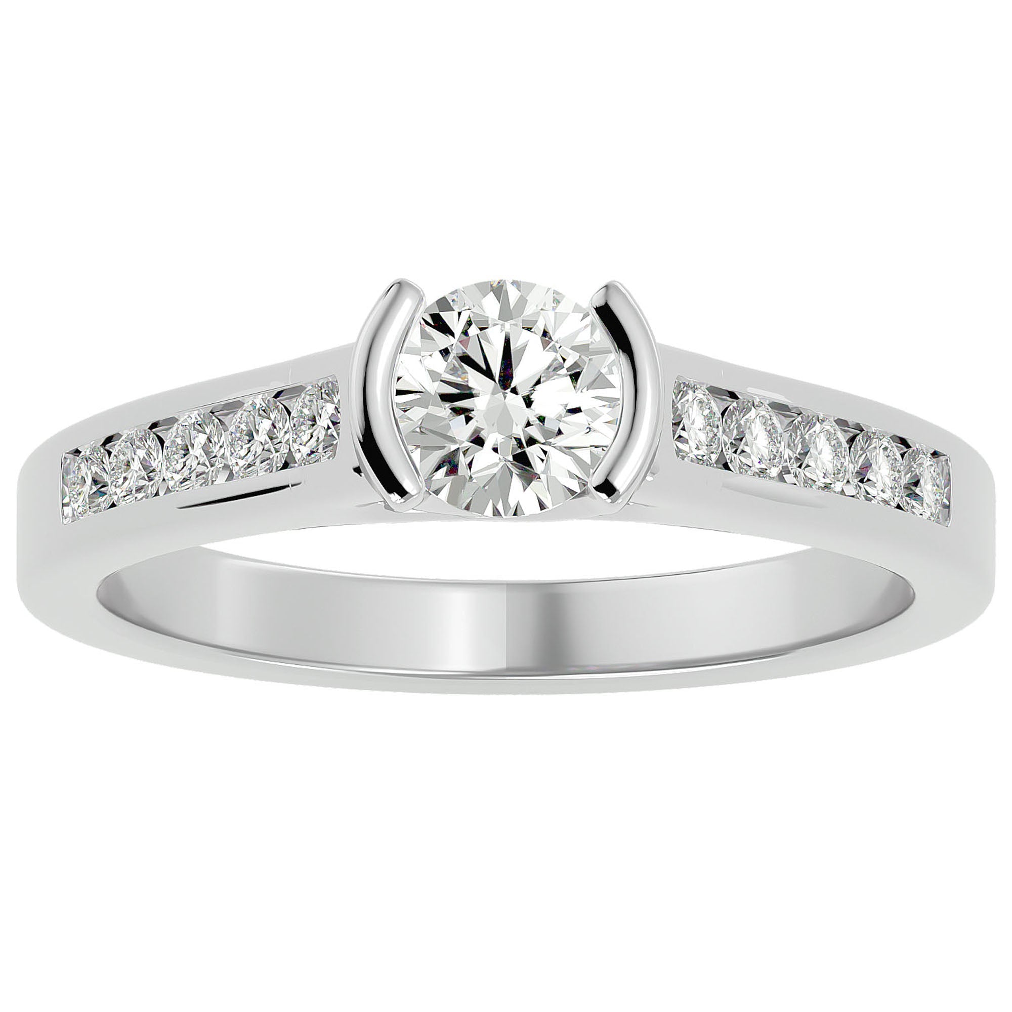 Inel De Logodnă Solitaire Pavé cu Diamante Naturale de 0.77 ct din Platina - Castelo.ro