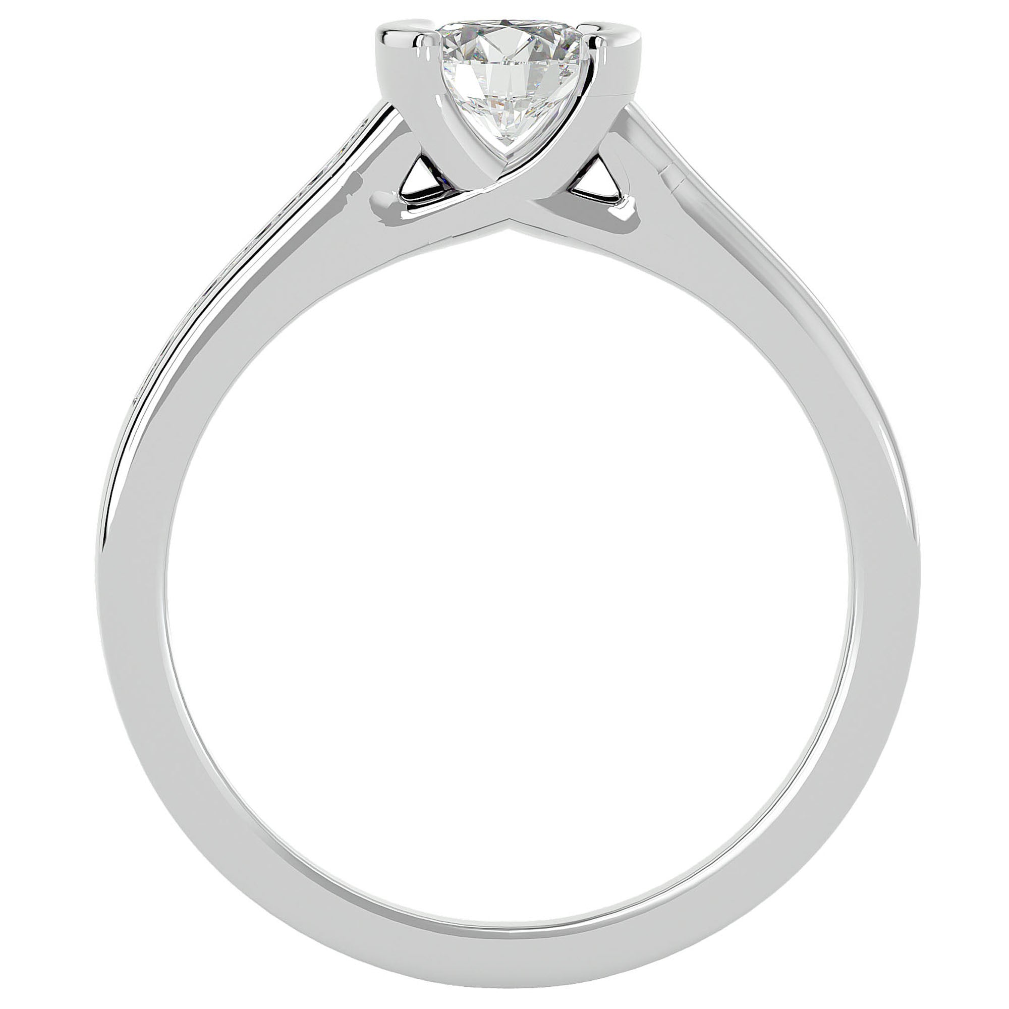 Inel De Logodnă Solitaire Pavé cu Moissanite de 0.77 ct din Platina - Castelo.ro