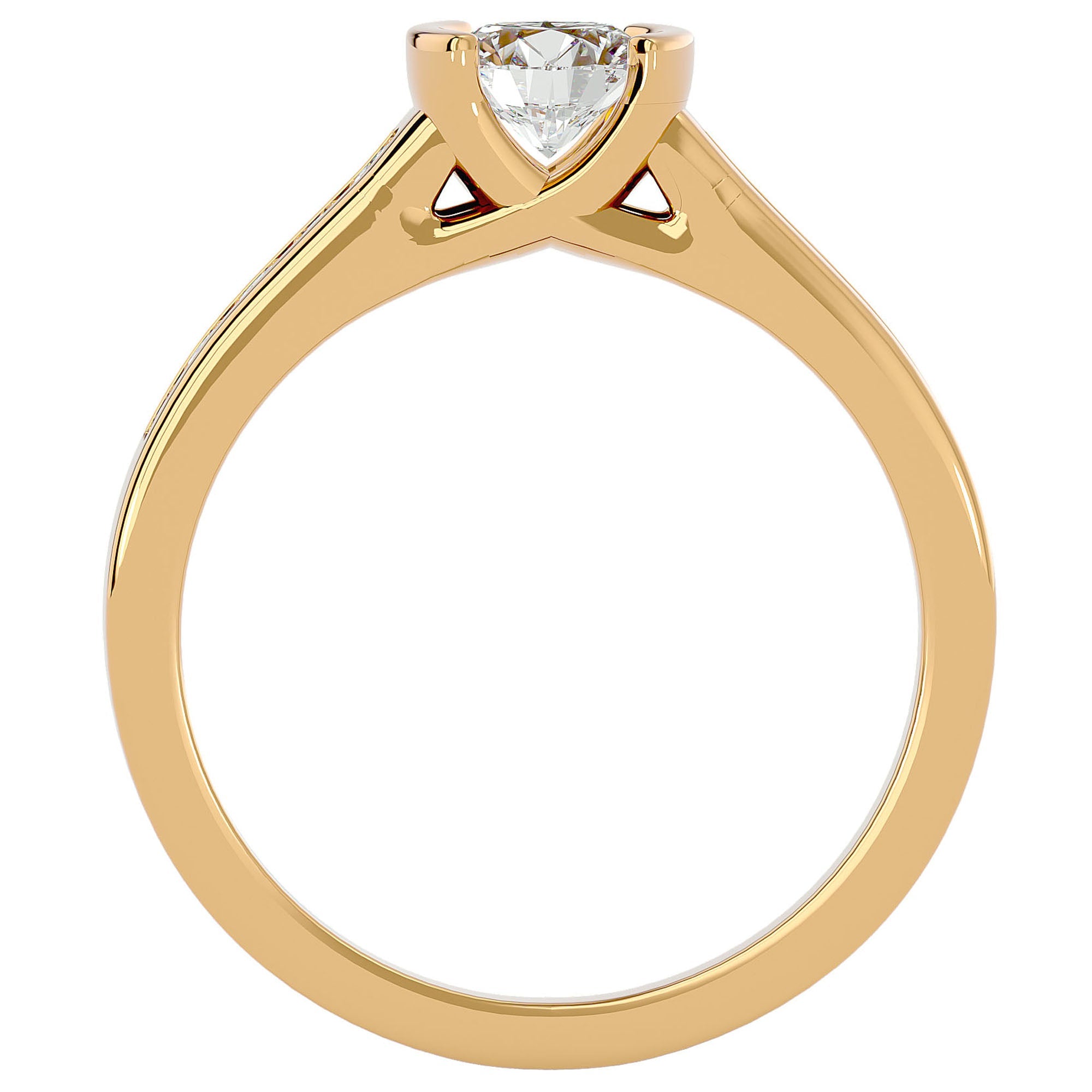 Inel De Logodnă Solitaire Pavé din Aur 14k cu Diamante Create în Laborator de 0.77 ct din 14k Aur Galben - Castelo.ro
