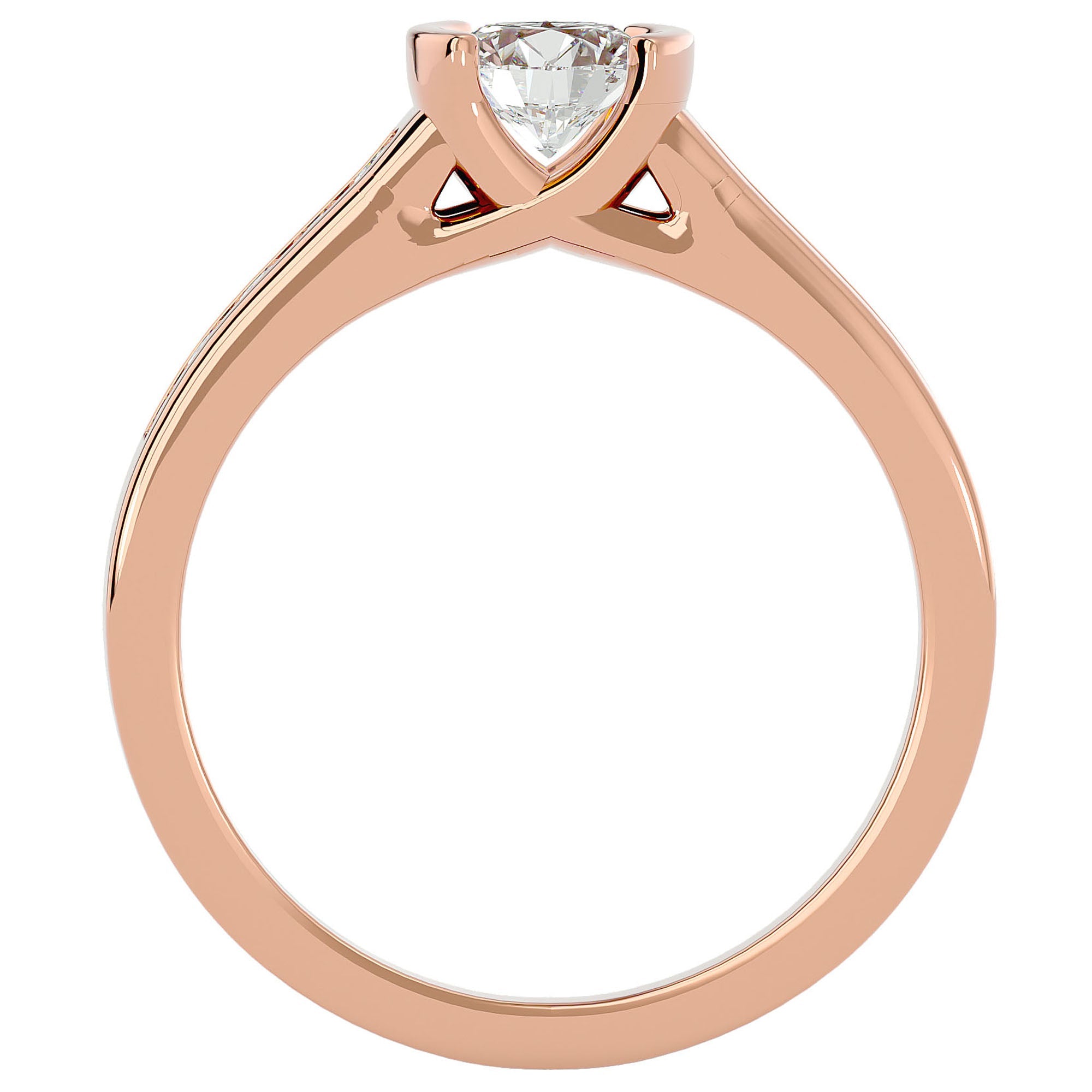 Inel De Logodnă Solitaire Pavé cu Diamante Naturale de 0.77 ct din 18k Aur Roz - Castelo.ro