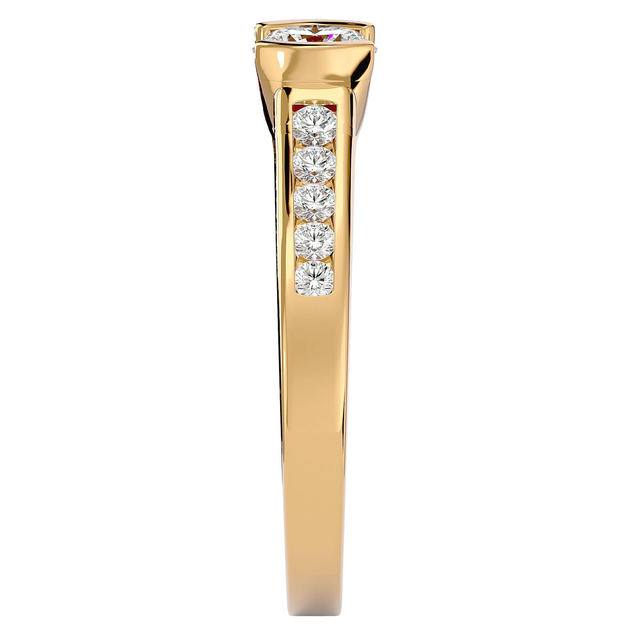 Inel De Logodnă Solitaire Pavé din Aur 14k cu Diamante Create în Laborator de 0.77 ct din 14k Aur Galben - Castelo.ro