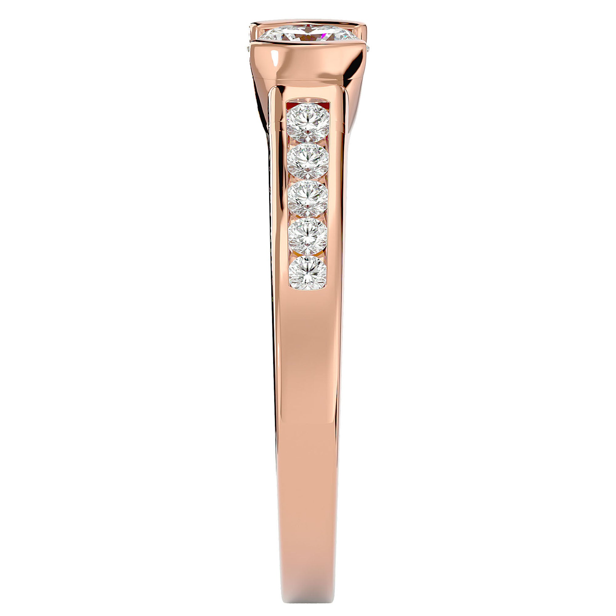 Inel De Logodnă Solitaire Pavé cu Moissanite de 0.77 ct din 18k Aur Roz - Castelo.ro
