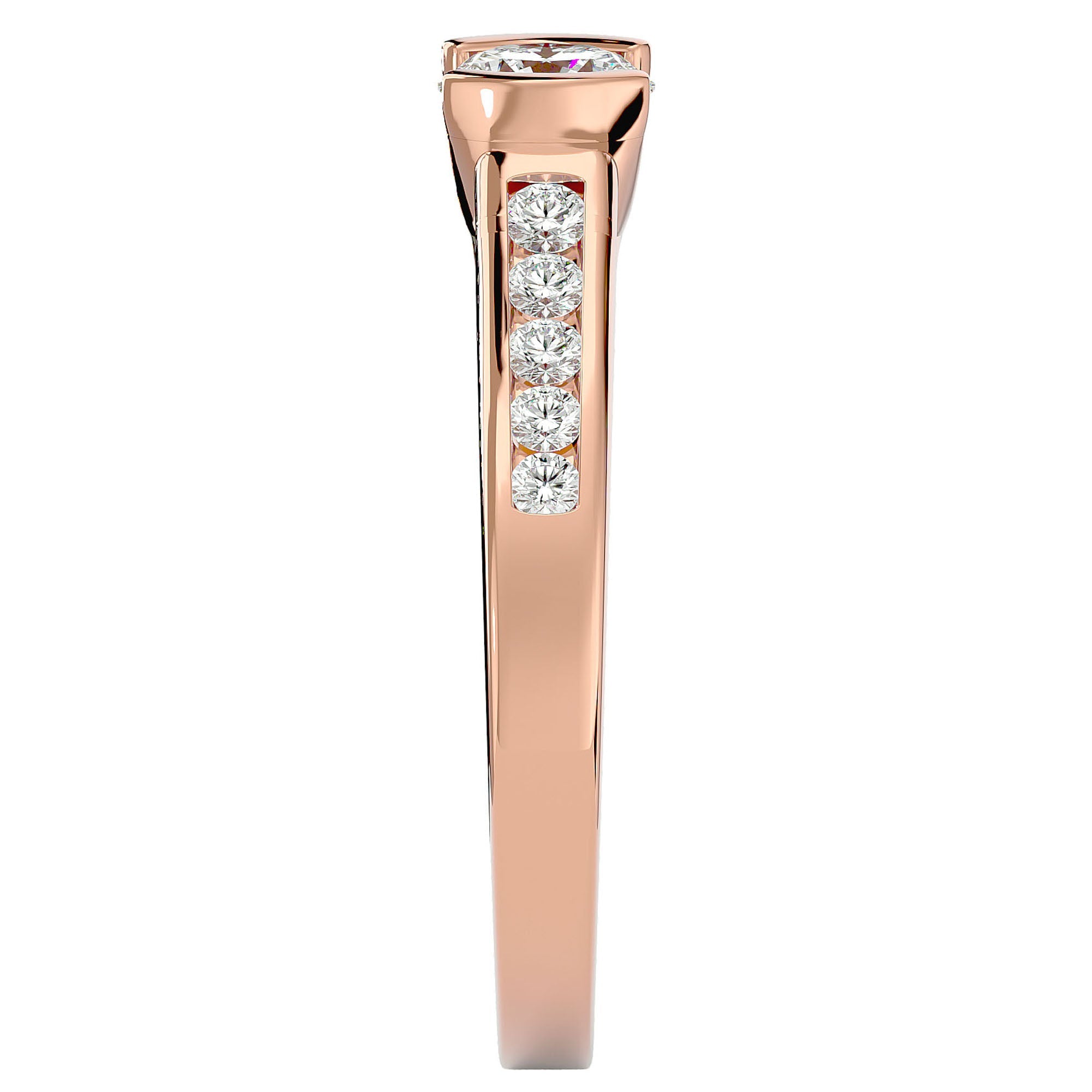 Inel De Logodnă Solitaire Pavé din Aur 14k cu Diamante Create în Laborator de 0.77 ct din 14k Aur Roz - Castelo.ro