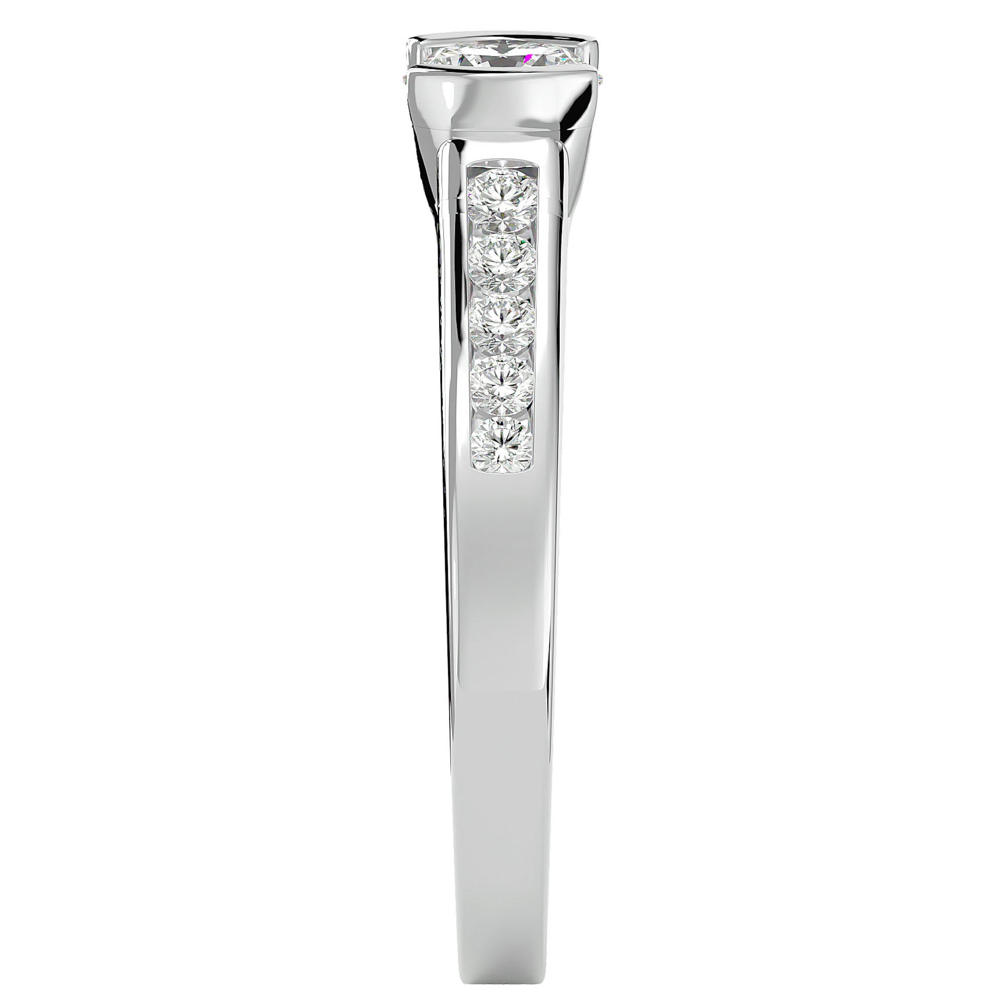 Inel De Logodnă Solitaire Pavé din Aur 14k cu Diamante Create în Laborator de 0.77 ct din 14k Aur Alb - Castelo.ro