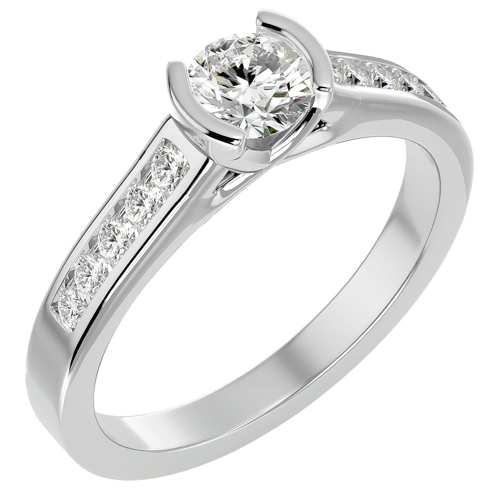 Inel De Logodnă Solitaire Pavé din Aur 14k cu Diamante Create în Laborator de 0.77 ct din 14k Aur Alb - Castelo.ro