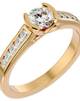 Inel De Logodnă Solitaire Pavé cu Moissanite de 0.77 ct din 18k Aur Galben - Castelo.ro