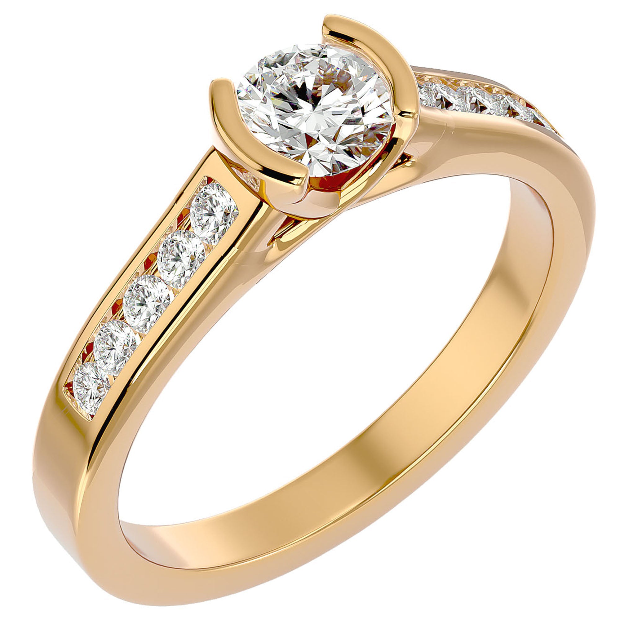 Inel De Logodnă Solitaire Pavé din Aur 14k cu Diamante Create în Laborator de 0.77 ct din 14k Aur Galben - Castelo.ro
