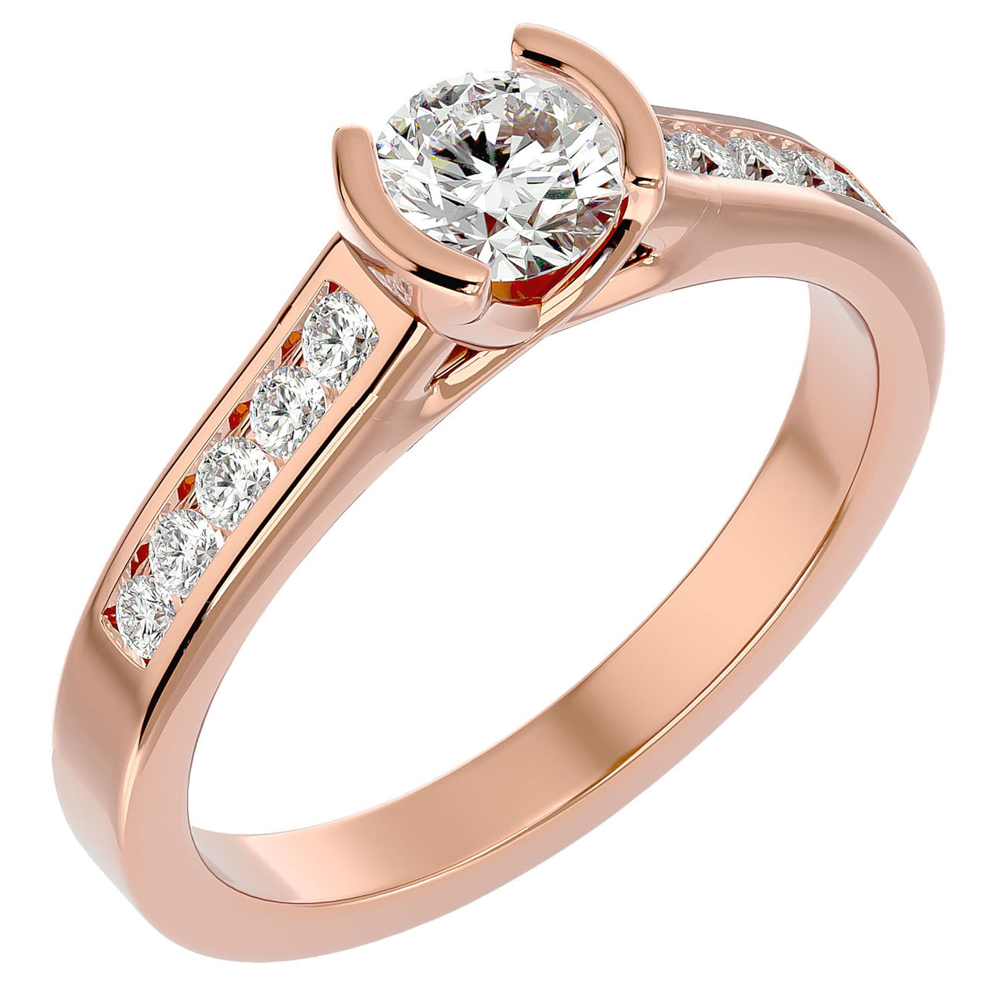 Inel De Logodnă Solitaire Pavé din Aur 14k cu Diamante Create în Laborator de 0.77 ct din 14k Aur Roz - Castelo.ro